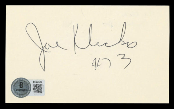 Jets Joe Klecko "#73" Authentic Signed 3x5 Index Card Autographed BAS #BT03573
