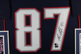 Rob Gronkowski Autographed Pro Style XL Blue Framed Jersey 35x43 Beckett 57297