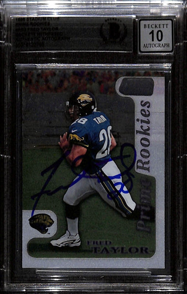 Fred Taylor Signed 1998 Stadium Club PR Trading Card Grade 10 Beckett 43889