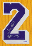 Lakers James Worthy "HOF 03" Signed Yellow Pro Style Framed Jersey PSA #5A96331