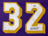 Magic Johnson Los Angeles Signed Framed Purple Basketball Jersey PSA/DNA