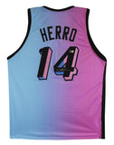 Tyler Herro Authentic Signed Blue & Pink Two Tone Pro Style Jersey BAS Witnessed