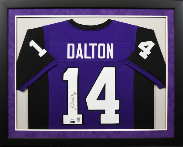 ANDY DALTON AUTOGRAPHED TCU HORNED FROGS #14 FRAMED JERSEY PSA/DNA