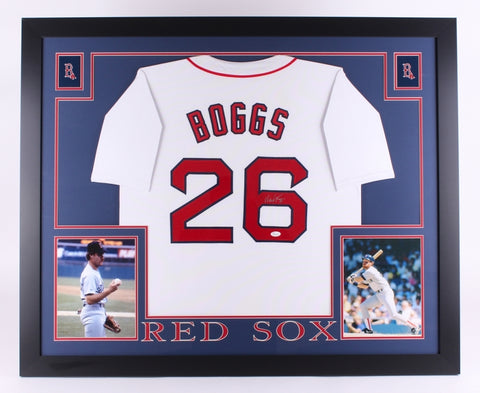 Wade Boggs Signed Red Sox 35" x 43" Custom Framed Jersey (JSA) 12x All-Star