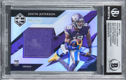 Vikings Justin Jefferson Signed 2020 Limited #16 #067/199 RC Auto 10! BAS Slab