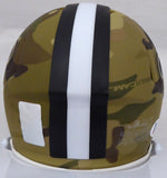 DREW BREES AUTOGRAPHED SIGNED SAINTS CAMO SPEED MINI HELMET BECKETT 185740