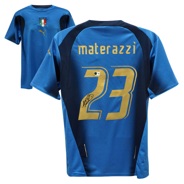Marco Materazzi Signed Italy Soccer Jersey #23 with Beckett COA