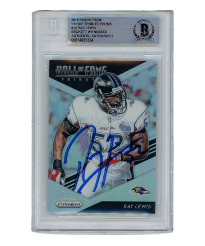 Ray Lewis Autographed/Signed 2018 HOF Tribute Trading Card Beckett 39423