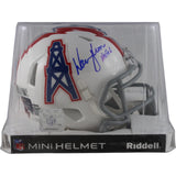 Warren Moon Autographed Houston Oilers TB Mini Helmet Beckett Witness 49699
