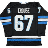 Autographed/Signed Lawson Crouse Utah Black Hockey Jersey Beckett BAS COA