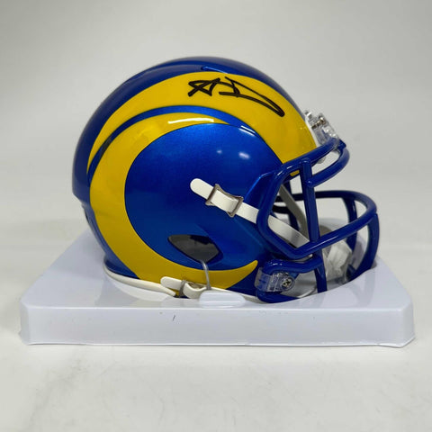 Autographed/Signed Aaron Donald LA Rams Speed Mini Football Helmet Beckett COA