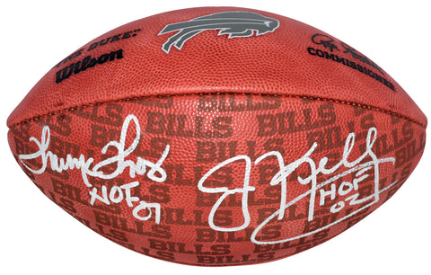 JIM KELLY THURMAN THOMAS SIGNED BUFFALO BILLS METALLIC WILSON NFL DUKE FOOTBALL