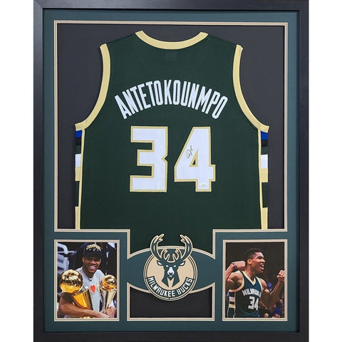 Giannis Antetokounmpo Autographed Signed Framed Milwaukee Bucks Jersey BECKETT