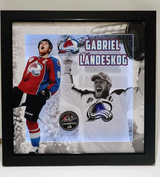 Gabe Landeskog Signed Silver Signed Colorado Avalanche SC Puck Lighted Frame COA