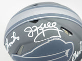 KELLY, THOMAS & REED AUTOGRAPHED BILLS GREATS SLATE MINI HELMET BECKETT 236173