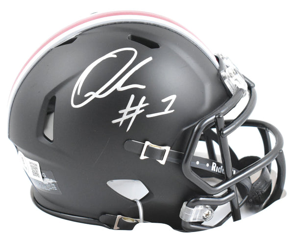 Quinshon Judkins Signed Ohio State Black Speed Mini Helmet - Beckett W Hologram