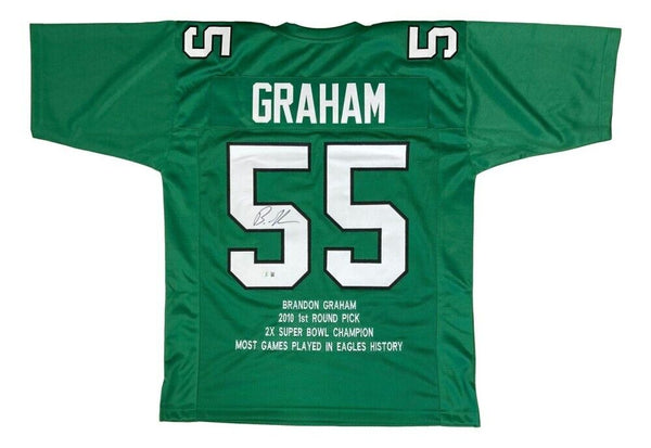 Brandon Graham Signed Philadelphia Eagles Career Stat Kelly Green Jersey Beckett