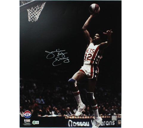 Julius Erving Signed Philadelphia 76ers Unframed 16x20 NBA Dunking Photo- "Dr J"