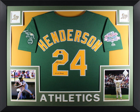 Rickey Henderson Autographed Oakland 1989 World Series Framed Jersey Beckett G