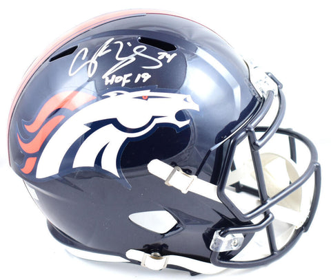 Champ Bailey Autographed Denver Broncos F/S Speed Helmet w/HOF - Beckett W Holo