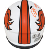 Shannon Sharpe Autographed Denver Broncos Lunar Mini Helmet Beckett WIT 50807