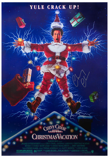 Chevy Chase Signed 'Christmas Vacation' 27x40 F/S Movie Poster - (SCHWARTZ COA)