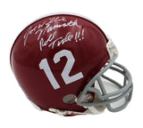 Joe Willie Namath Signed Alabama Crimson Tide VSR4 NCAA Mini Helmet - Roll Tide
