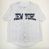 Autographed/Signed Jazz Chisholm Jr. New York Pinstripe Baseball Jersey BAS COA