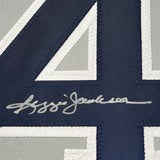 FRAMED Signed REGGIE JACKSON 35x39 New York Grey Jersey JSA COA Auto