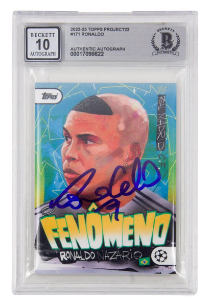 Ronaldo Nazario Signed 2022-23 Topps PROJECT22 #171 - BGS 10 Autograph