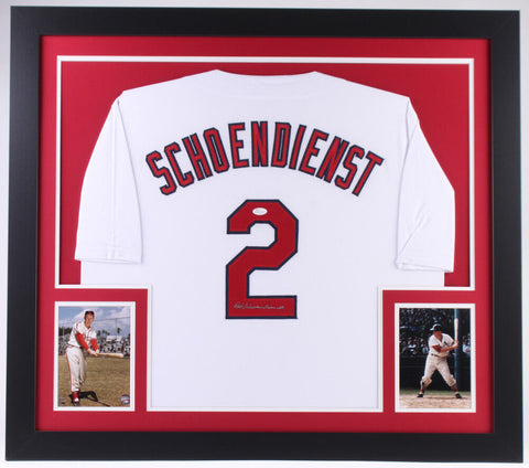 Red Schoendienst Signed St. Louis Cardinals 31x35 Custom Framed Jersey (JSA)