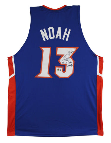 Florida Joakim Noah "06 & 07 Nat'l Champs" Signed Blue Pro Style Jersey BAS Wit