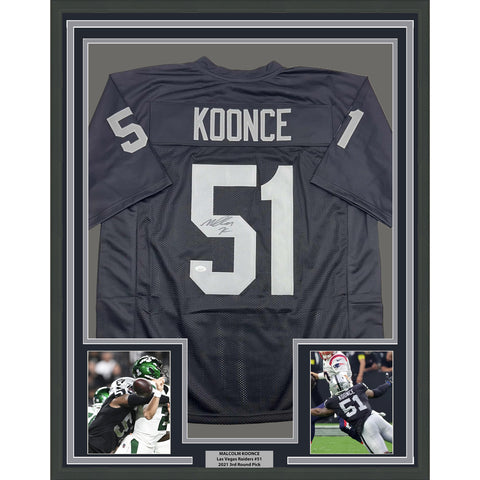 Framed Autographed/Signed Malcolm Koonce 35x39 Las Vegas Black Jersey JSA COA