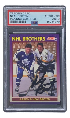 Neal Broten Signed 1991 Score #307 Minnesota North Stars Hockey Card PSA/DNA