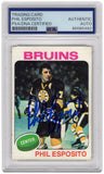 Phil Esposito Signed Boston Bruins 1975 Topps Hockey Card #200 -PSA Encapsulated