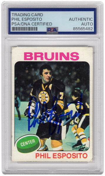 Phil Esposito Signed Boston Bruins 1975 Topps Hockey Card #200 -PSA Encapsulated