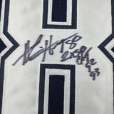 Framed Autographed/Signed Alvin Harper 33x42 2x SB Champ Blue Jersey JSA COA