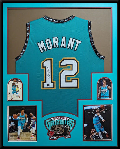 FRAMED MEMPHIS GRIZZLIES JA MORANT AUTOGRAPHED SIGNED JERSEY BECKETT HOLO
