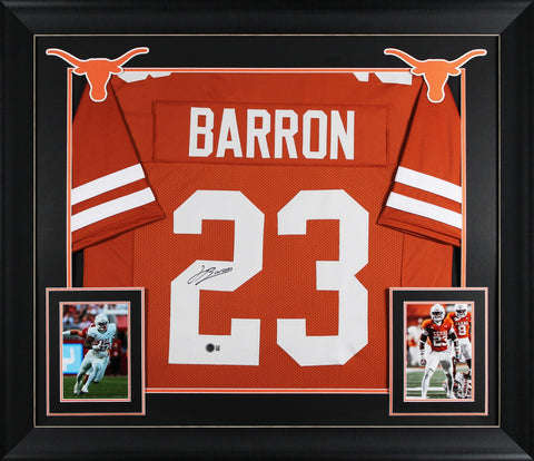 Texas Jahdae Barron Signed Burnt Orange Pro Style Framed Jersey BAS Witnessed