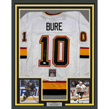 Framed Autographed/Signed Pavel Bure 35x39 Vancouver White Hockey Jersey JSA COA