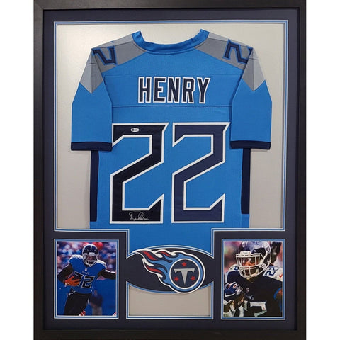Derrick Henry Autographed Signed Framed Blue Tennessee Titans Jersey BECKETT