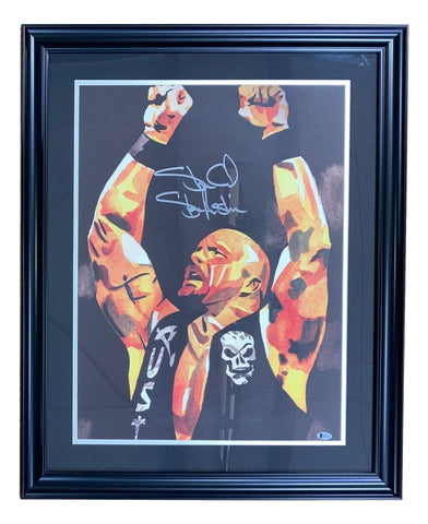 Stone Cold Steve Austin Signed Framed 18x24 WWE Lithograph BAS