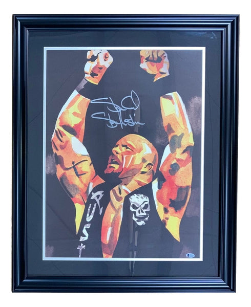 Stone Cold Steve Austin Signed Framed 18x24 WWE Lithograph BAS