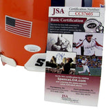 Joe Morris Syracuse Signed/Inscr Orange Full Size Authentic Helmet JSA 200956