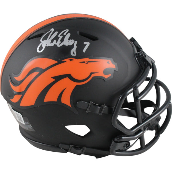 John Elway Autographed Denver Broncos Eclipse Mini Helmet Beckett Witness 50199