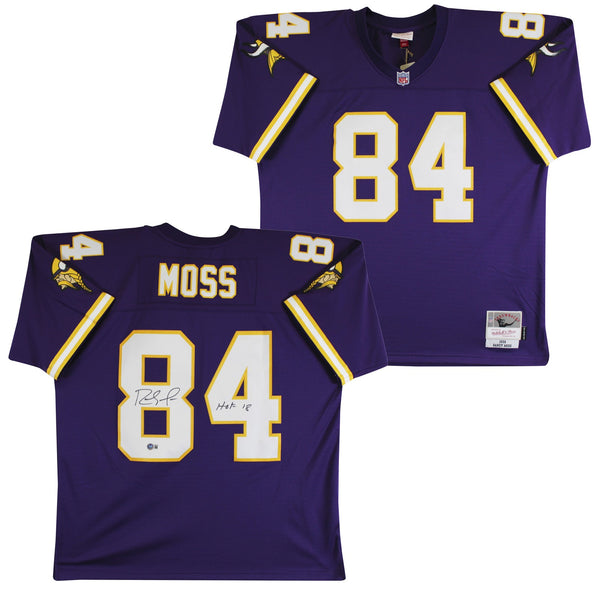 Vikings Randy Moss "HOF 18" Signed Purple Mitchell & Ness Jersey BAS Witnessed 1