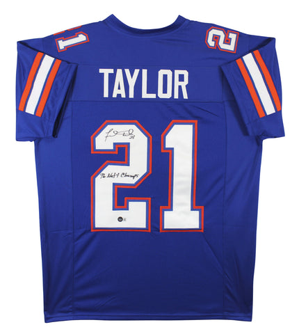 Florida Fred Taylor "96 National Champs" Signed Blue Pro Style Jersey BAS Wit