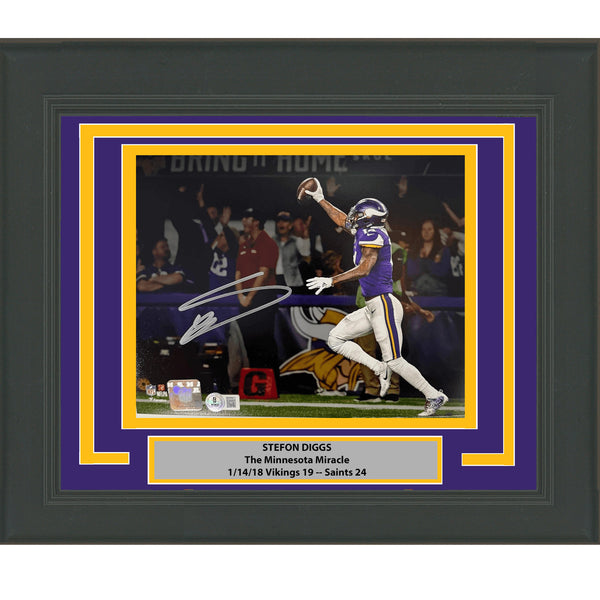 Framed Autographed Stefon Diggs Minneapolis Miracle 8x10 Photo BAS COA