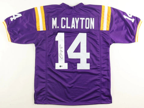 Michael Clayton Signed LSU Tigers Jersey (Beckett) Super Bowl XLVI Champion W.R.