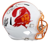 Bucs Warren Sapp & Mike Alstott Signed 1976-96 TB F/S Speed Rep Helmet BAS Wit